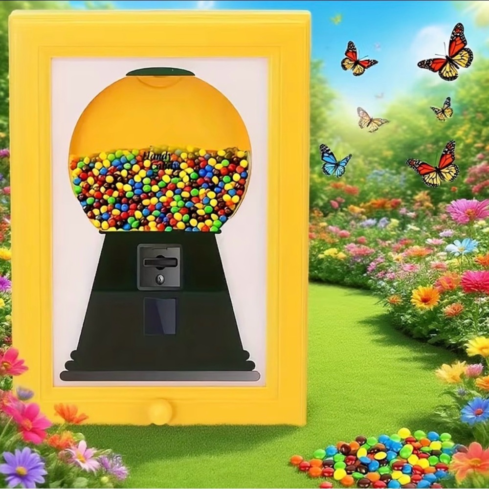 Yellow Fun Candy Dispenser. No money required. NWOB.